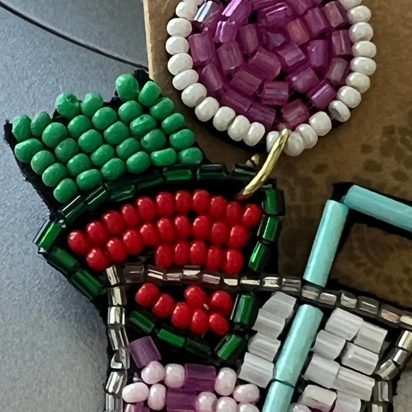 Cocktail Pink Purple White Seed Bead Felt Back Earrings by Treasure Jewels NEW - Picture 10 of 12